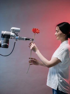 A Robot Holding a Flower